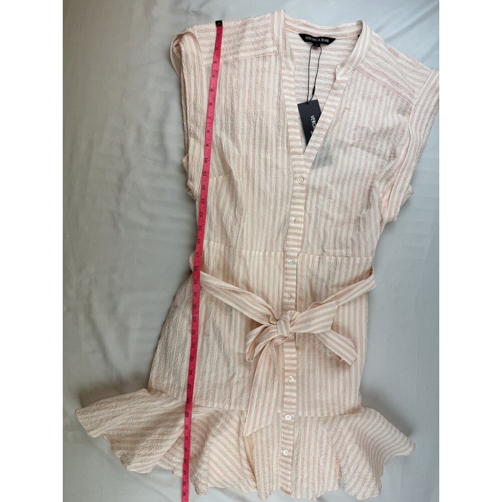 NWT Veronica Beard Avella Ruffled Striped Seersucker Mini Dress Size 12 - Picture 11 of 12